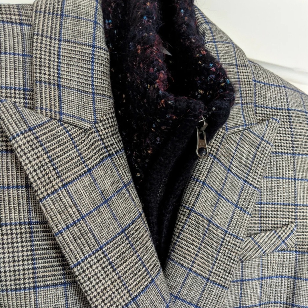 $698 Veronica Beard Gray/Grey Plaid Miller Dickey Blazer Jacket - Size 0 - Picture 12 of 16